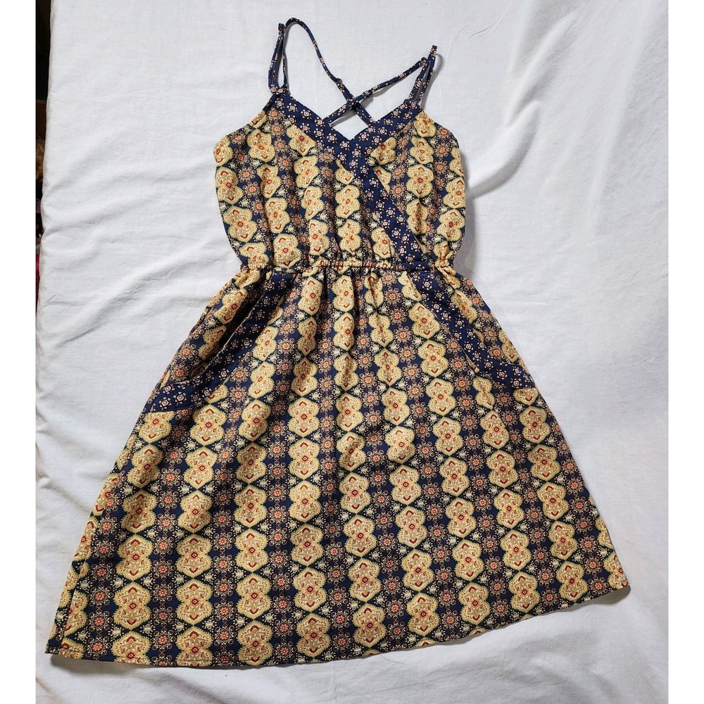 Xhilaration Womens Babydoll Spaghetti Strap Dress Small Whimsical Pockets Y2K